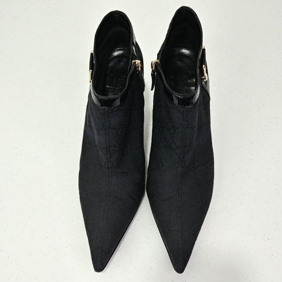 Gucci GG Canvas Monogram Black Ankle Booties D Ring Stiletto Pointed Toe… - Picture 5 of 12